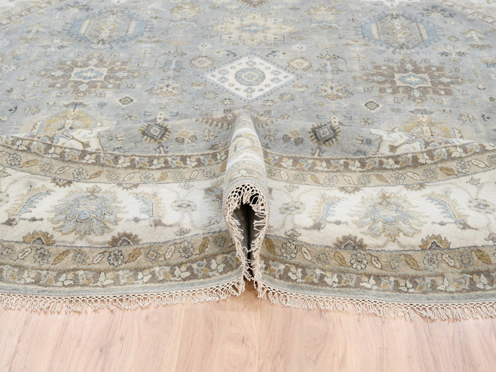 12'0" x 12'0" New Hand Knotted Grey Wool Round Oriental Rug - MOA10263069