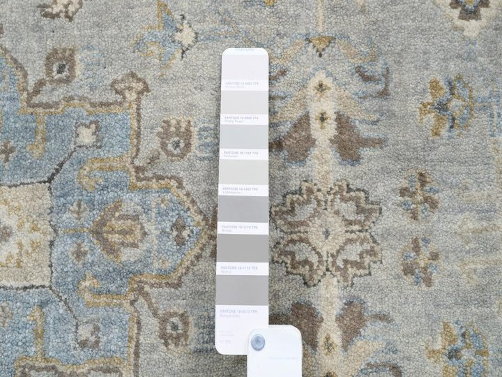 12'0" x 12'0" New Hand Knotted Grey Wool Round Oriental Rug - MOA10263069