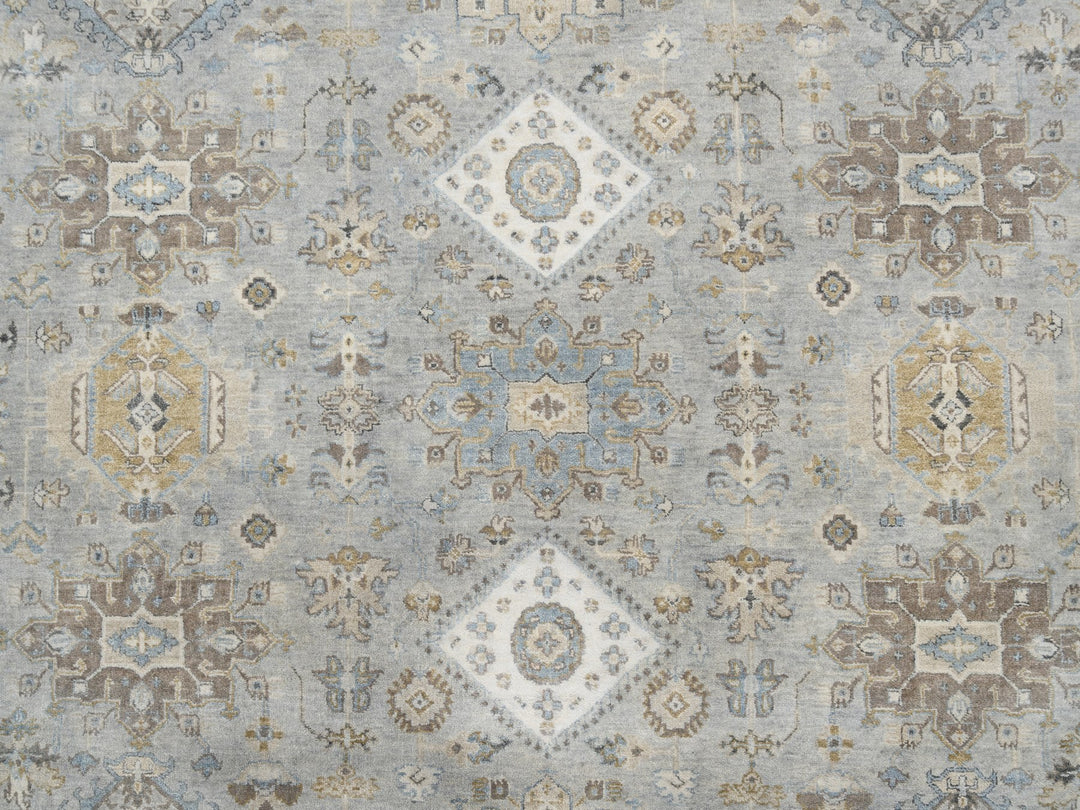 12'0" x 12'0" New Hand Knotted Grey Wool Round Oriental Rug - MOA10263069