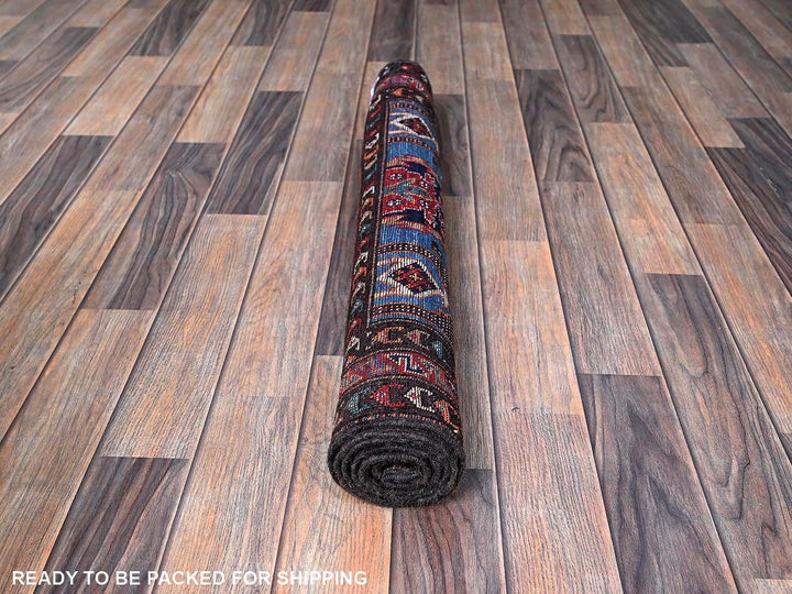 2'11" x 4'8" New Hand Knotted Blue Wool Rectangle Oriental Rug - MOA102630