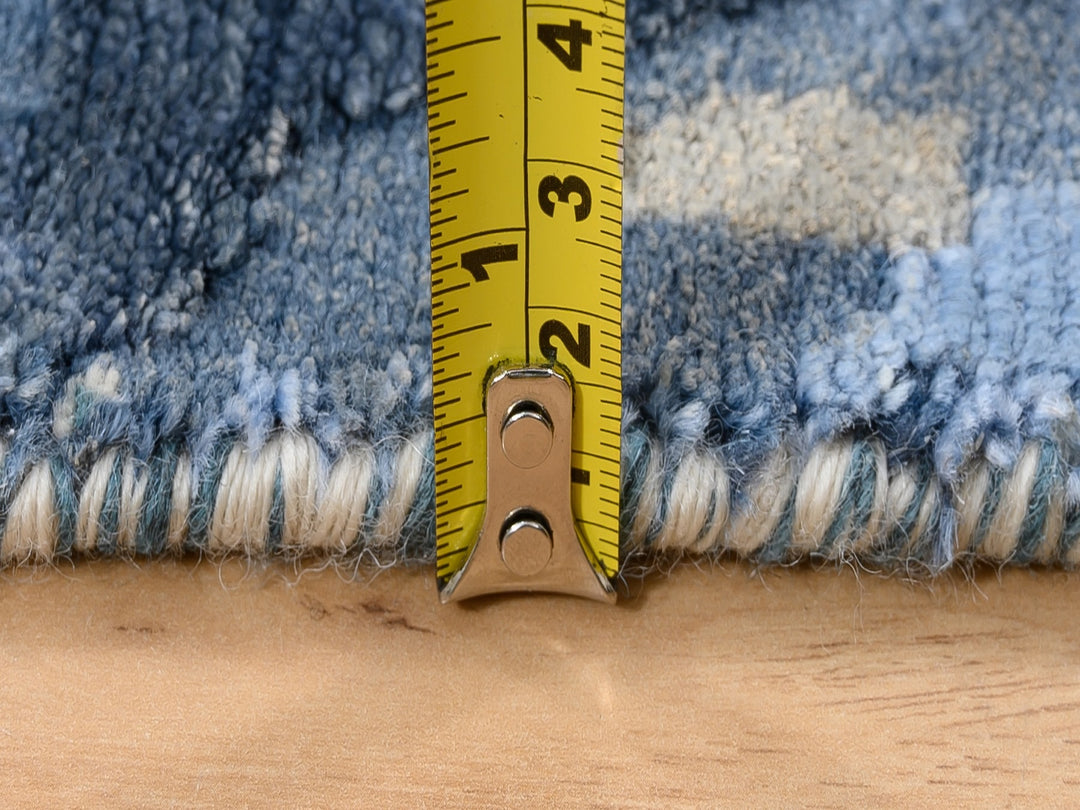 4'0" x 11'9" New Hand Knotted Blue Wool & Silk Runner Oriental Rug - MOA10263182