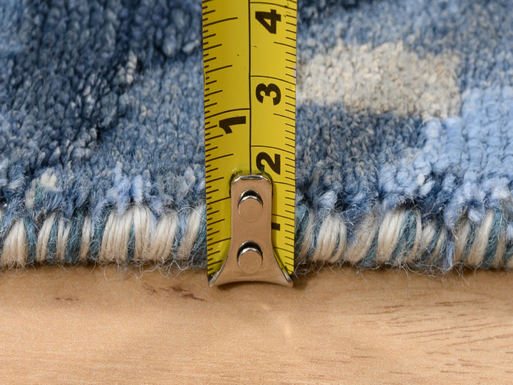 4'0" x 11'9" New Hand Knotted Blue Wool & Silk Runner Oriental Rug - MOA10263182