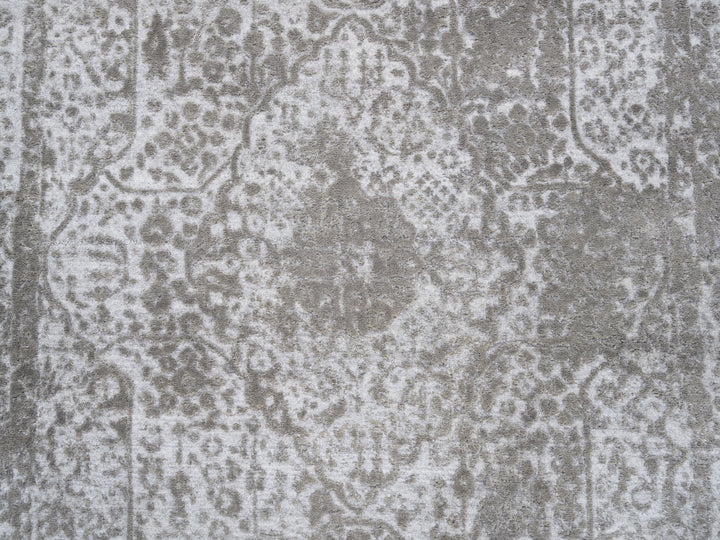 4'2" x 6'0" New Hand Knotted Grey Wool & Silk Rectangle Oriental Rug - MOA10263183