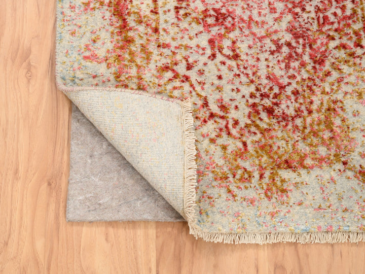 2'6" x 6'0" New Hand Knotted Pink Wool & Silk Runner Oriental Rug - MOA10263184