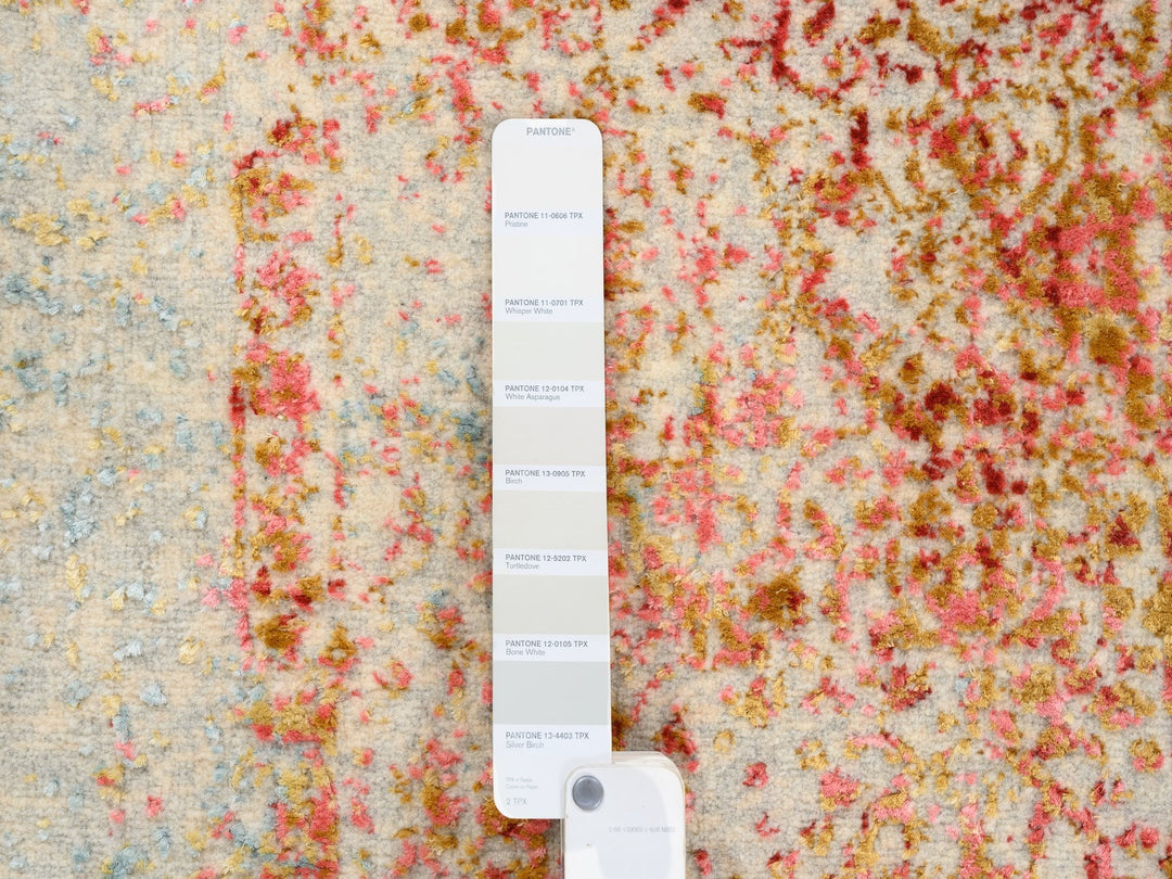 2'6" x 6'0" New Hand Knotted Pink Wool & Silk Runner Oriental Rug - MOA10263184