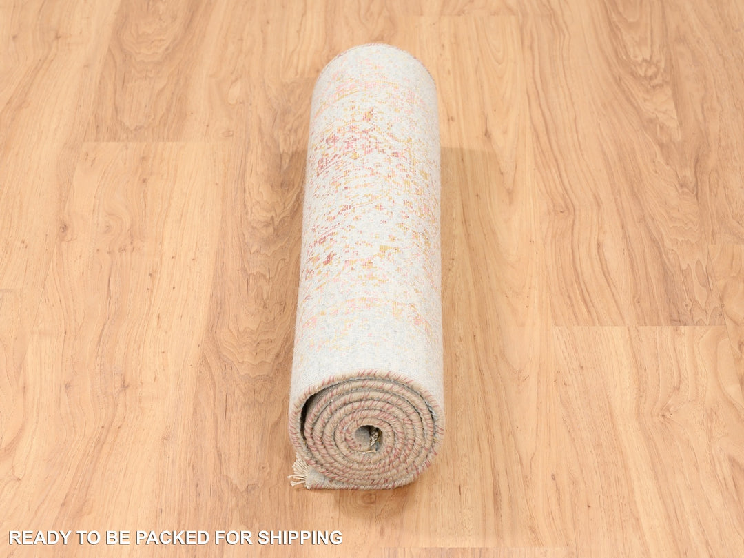 2'6" x 6'0" New Hand Knotted Ivory Wool & Silk Runner Oriental Rug - MOA10263184