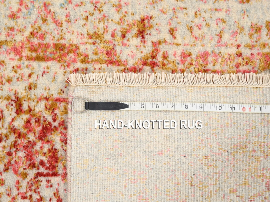 2'6" x 6'0" New Hand Knotted Pink Wool & Silk Runner Oriental Rug - MOA10263184