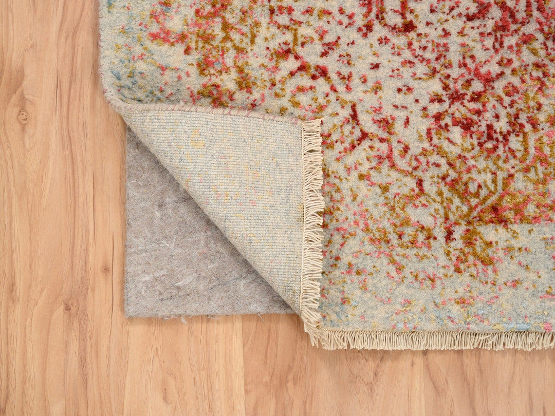 2'6" x 6'0" New Hand Knotted Pink Wool & Silk Runner Oriental Rug - MOA10263186