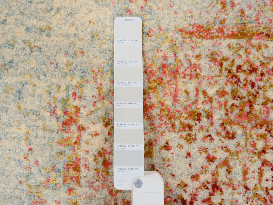 2'6" x 6'0" New Hand Knotted Pink Wool & Silk Runner Oriental Rug - MOA10263186