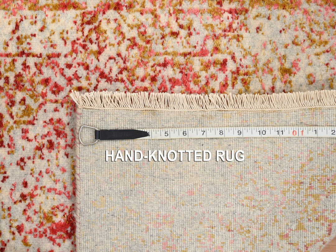 2'6" x 6'0" New Hand Knotted Pink Wool & Silk Runner Oriental Rug - MOA10263186