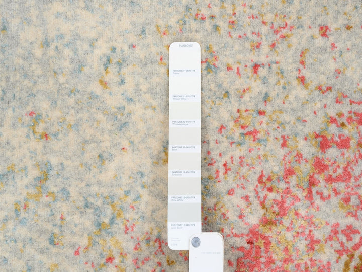 4'2" x 10'0" New Hand Knotted Pink Wool & Silk Runner Oriental Rug - MOA10263190