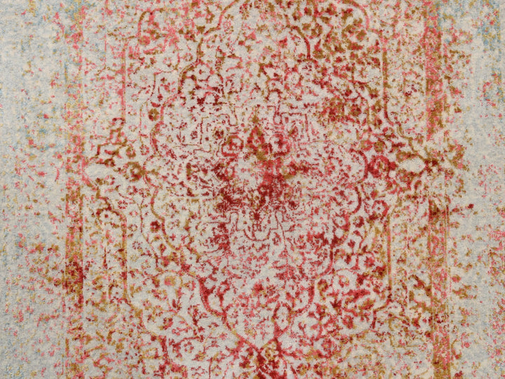 4'2" x 10'0" New Hand Knotted Pink Wool & Silk Runner Oriental Rug - MOA10263190