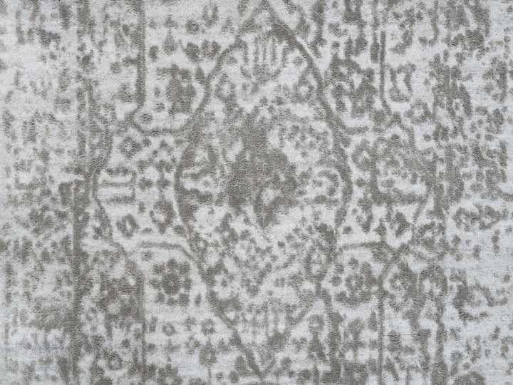 2'7" x 7'9" New Hand Knotted Grey Wool & Silk Runner Oriental Rug - MOA10263196