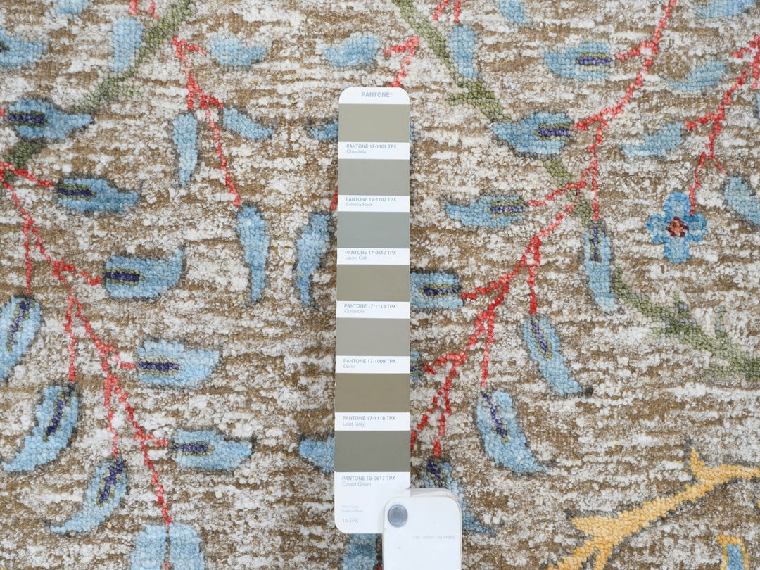 9'1" x 12'4" New Hand Knotted Ivory Wool & Silk Rectangle Oriental Rug - MOA10263199