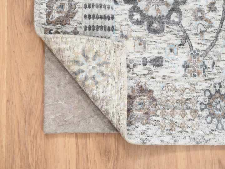 6'0" x 6'2" New Hand Knotted Ivory Wool & Silk Square Oriental Rug - MOA10263239