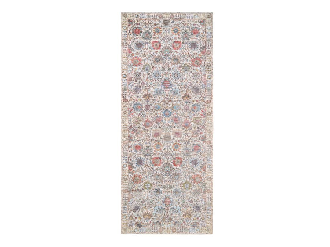 4'1" x 10'3" New Hand Knotted Ivory Wool & Silk Runner Oriental Rug - MOA10263245