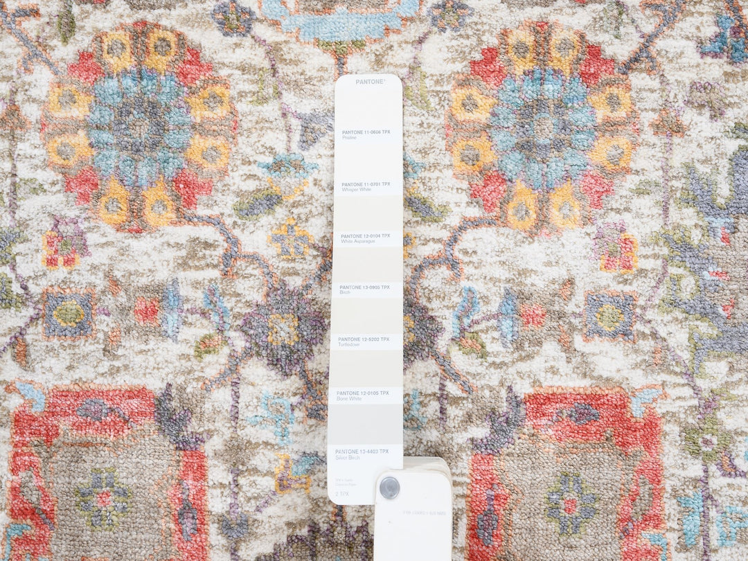 4'1" x 10'3" New Hand Knotted Ivory Wool & Silk Runner Oriental Rug - MOA10263245