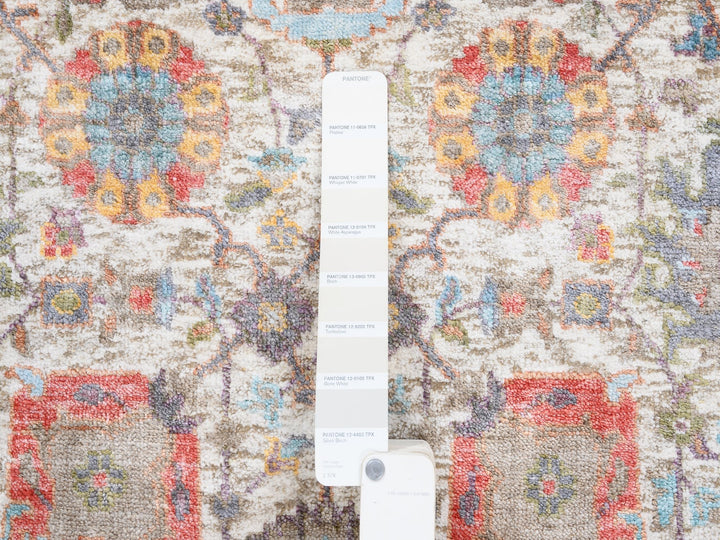 4'1" x 10'3" New Hand Knotted Ivory Wool & Silk Runner Oriental Rug - MOA10263245