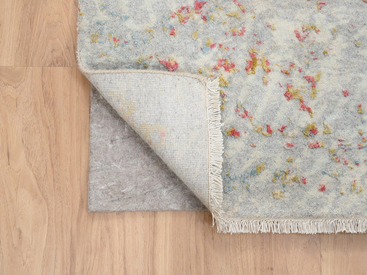 8'2" x 8'1" New Hand Knotted Pink Wool & Silk Square Oriental Rug - MOA10263252