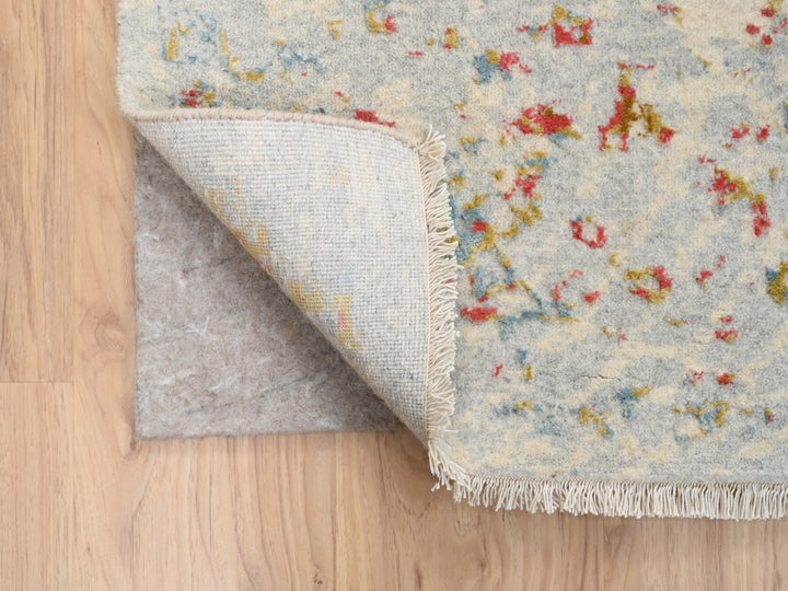 10'1" x 10'0" New Hand Knotted Pink Wool & Silk Square Oriental Rug - MOA10263253