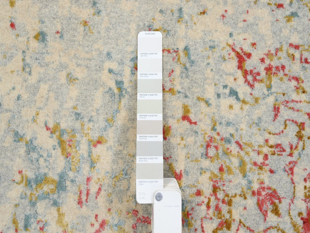 10'0" x 14'0" New Hand Knotted Pink Wool & Silk Rectangle Oriental Rug - MOA10263271