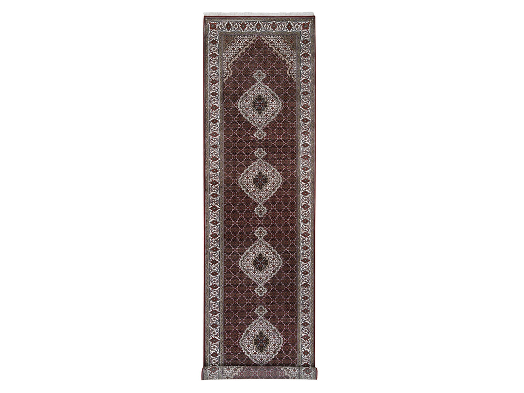 4'1" x 16'0" New Hand Knotted Red Wool Runner Oriental Rug - MOA10263290