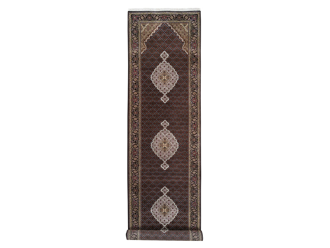 4'2" x 20'0" New Hand Knotted Black Wool Runner Oriental Rug - MOA10263291