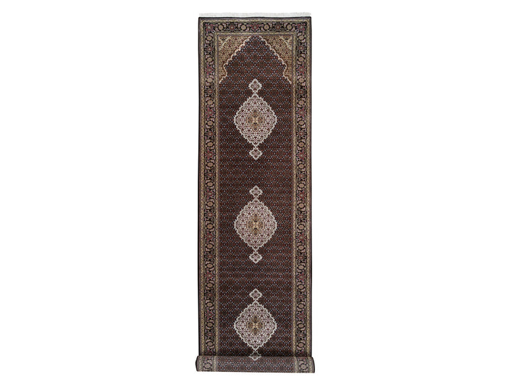 4'2" x 20'0" New Hand Knotted Black Wool Runner Oriental Rug - MOA10263291