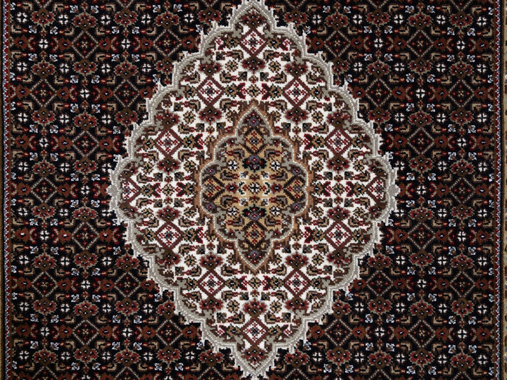 4'2" x 20'0" New Hand Knotted Black Wool Runner Oriental Rug - MOA10263291