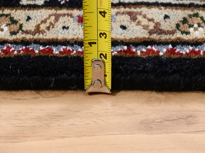 4'2" x 20'0" New Hand Knotted Black Wool Runner Oriental Rug - MOA10263291