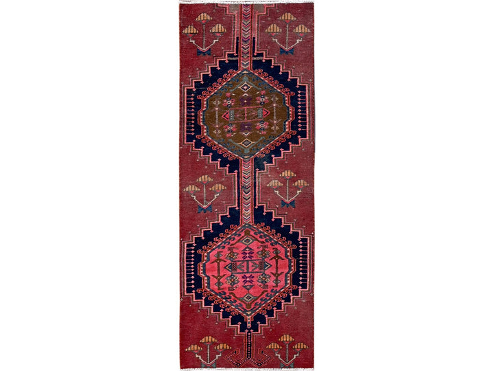 2'4" x 6'5" Vintage Hand Knotted Red Wool Runner Oriental Rug - MOA102632