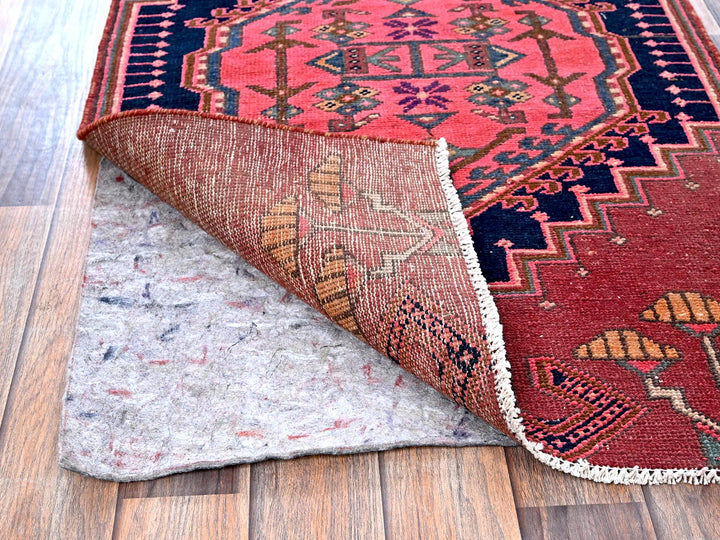 2'4" x 6'5" Vintage Hand Knotted Red Wool Runner Oriental Rug - MOA102632