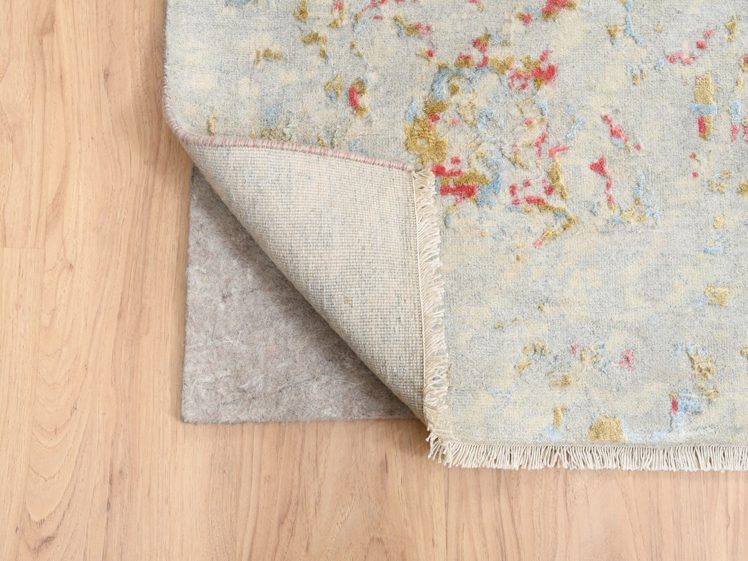 12'1" x 15'0" New Hand Knotted Ivory Wool & Silk Rectangle Oriental Rug - MOA10263304