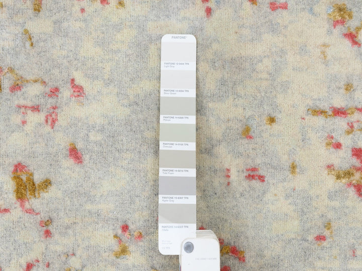 12'1" x 15'0" New Hand Knotted Pink Wool & Silk Rectangle Oriental Rug - MOA10263304