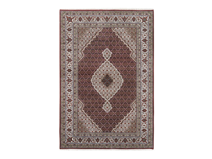 5'9" x 9'0" New Hand Knotted Red Wool Rectangle Oriental Rug - MOA10263318
