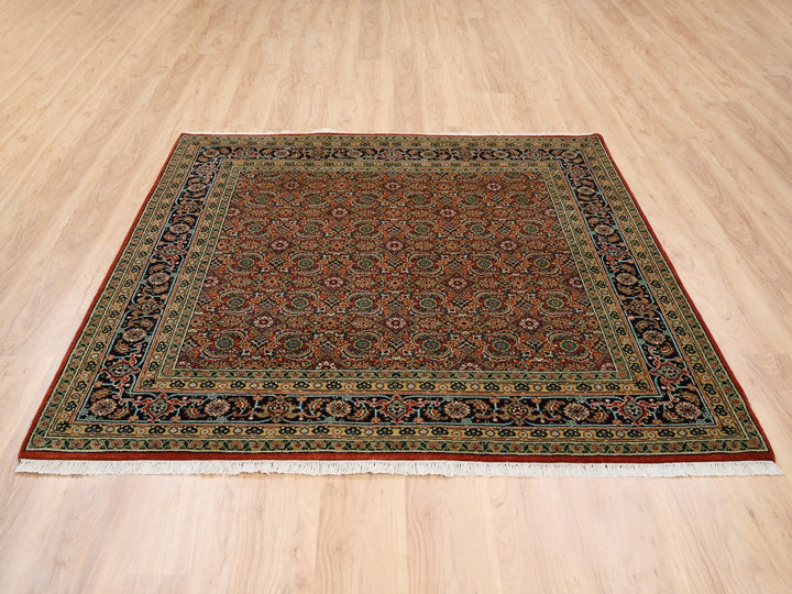 6'1" x 6'1" New Hand Knotted Red Wool Square Oriental Rug - MOA10263319