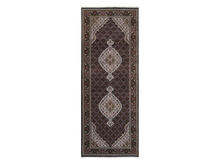 3'10" x 10'4" New Hand Knotted Black Wool Runner Oriental Rug - MOA10263320