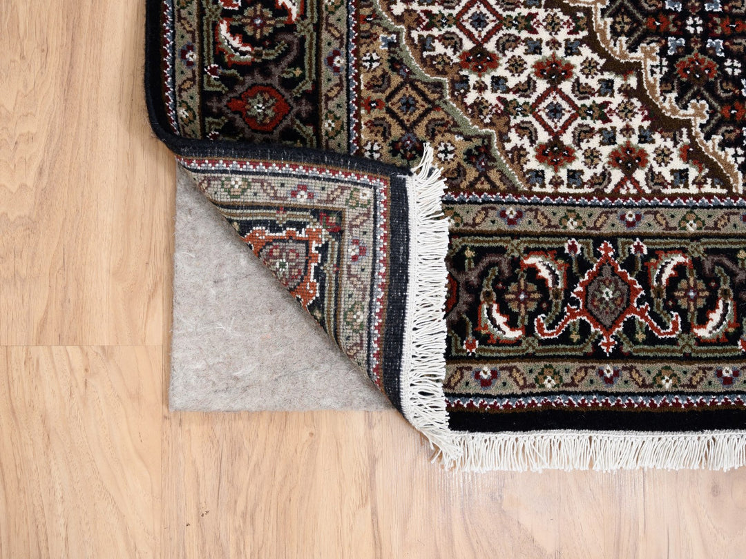 3'10" x 10'4" New Hand Knotted Black Wool Runner Oriental Rug - MOA10263320