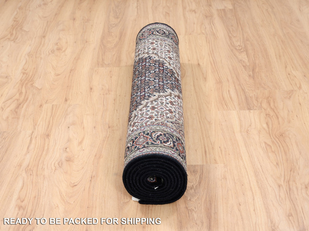 3'10" x 10'4" New Hand Knotted Black Wool Runner Oriental Rug - MOA10263320