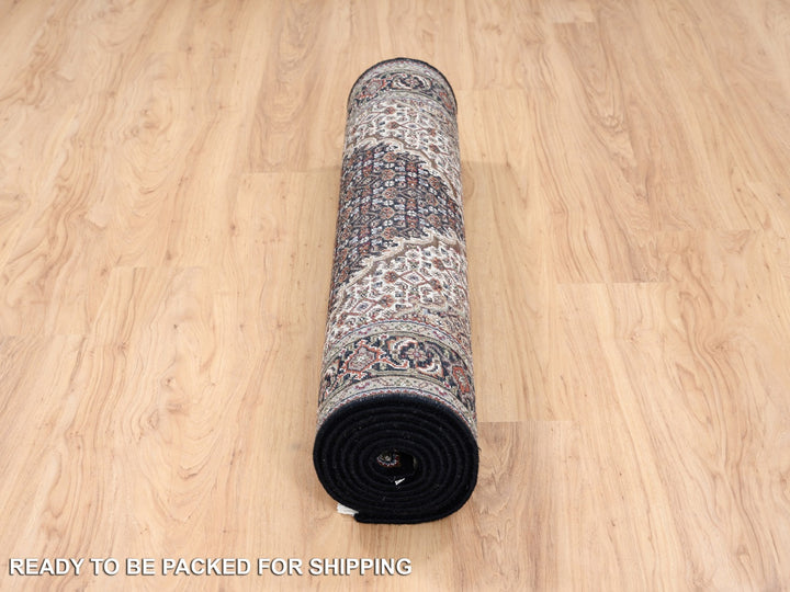 3'10" x 10'4" New Hand Knotted Black Wool Runner Oriental Rug - MOA10263320