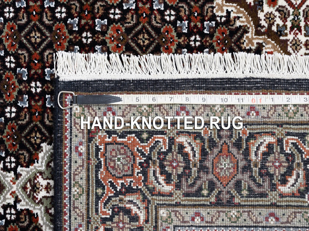 3'10" x 10'4" New Hand Knotted Black Wool Runner Oriental Rug - MOA10263320