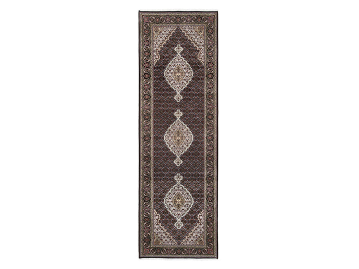 3'9" x 12'0" New Hand Knotted Black Wool Runner Oriental Rug - MOA10263335
