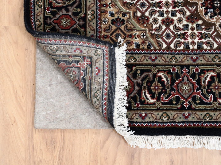 3'9" x 12'0" New Hand Knotted Black Wool Runner Oriental Rug - MOA10263335