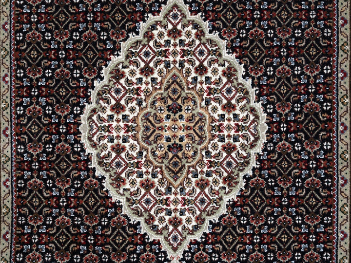 3'9" x 12'0" New Hand Knotted Black Wool Runner Oriental Rug - MOA10263335
