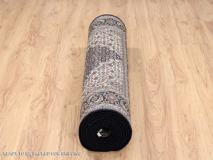 3'9" x 12'0" New Hand Knotted Black Wool Runner Oriental Rug - MOA10263335