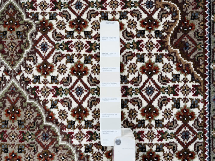 4'1" x 6'2" New Hand Knotted Ivory Wool & Silk Rectangle Oriental Rug - MOA10263344