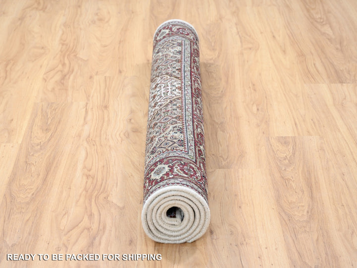 4'1" x 6'2" New Hand Knotted Ivory Wool & Silk Rectangle Oriental Rug - MOA10263344