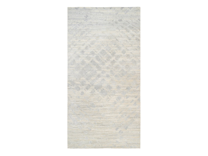 6'1" x 11'10" New Hand Knotted Grey Wool Runner Oriental Rug - MOA10263371