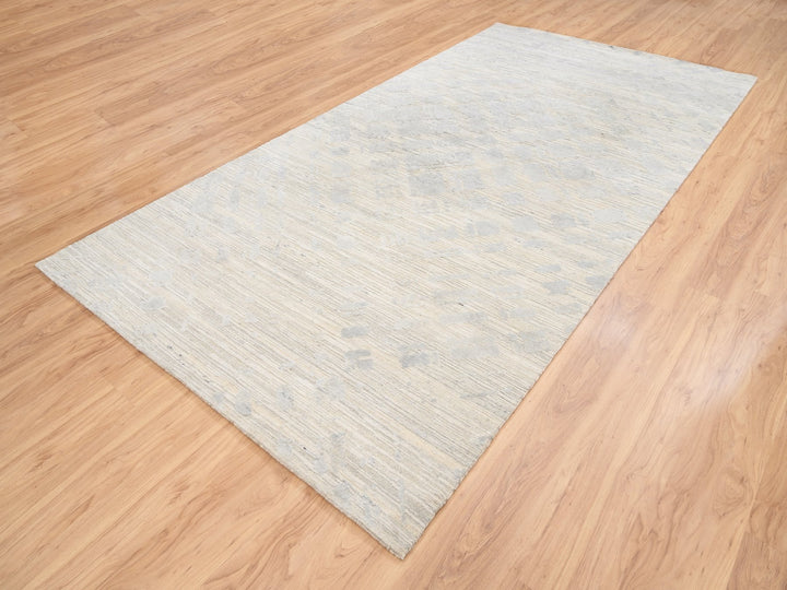 6'1" x 11'10" New Hand Knotted Grey Wool Runner Oriental Rug - MOA10263371