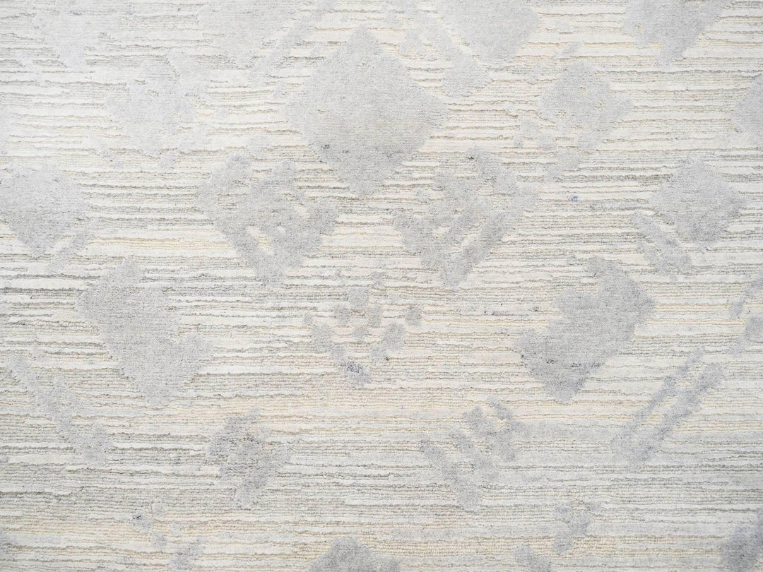 4'1" x 10'1" New Hand Knotted Grey Wool Runner Oriental Rug - MOA10263377